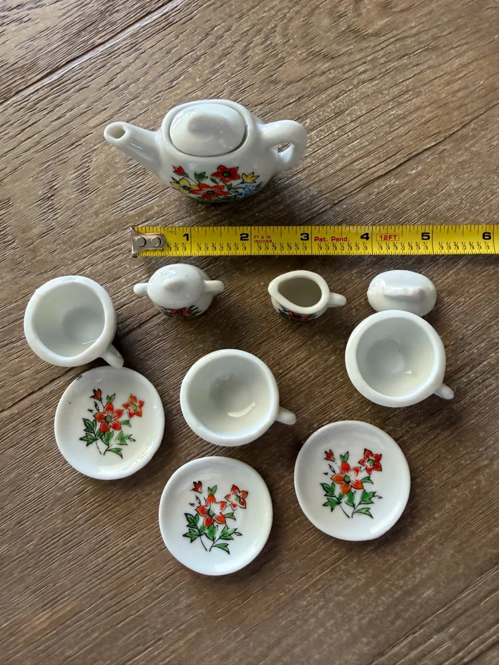 Vintage Miniature Porcelain Tea Set Made in Japan, Floral Pattern, 12 piece, EUC - Picture 13 of 14
